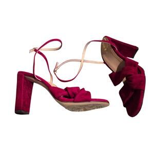 NEW Women's INEZ Red Suede Strappy Ankle Heels | Size 9.5
